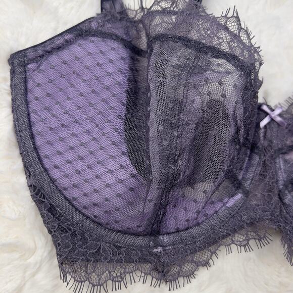 Victoria's Secret Dream Angels Purple Lace Unlined Balconette Bra 34DDD NWT - Picture 3 of 6